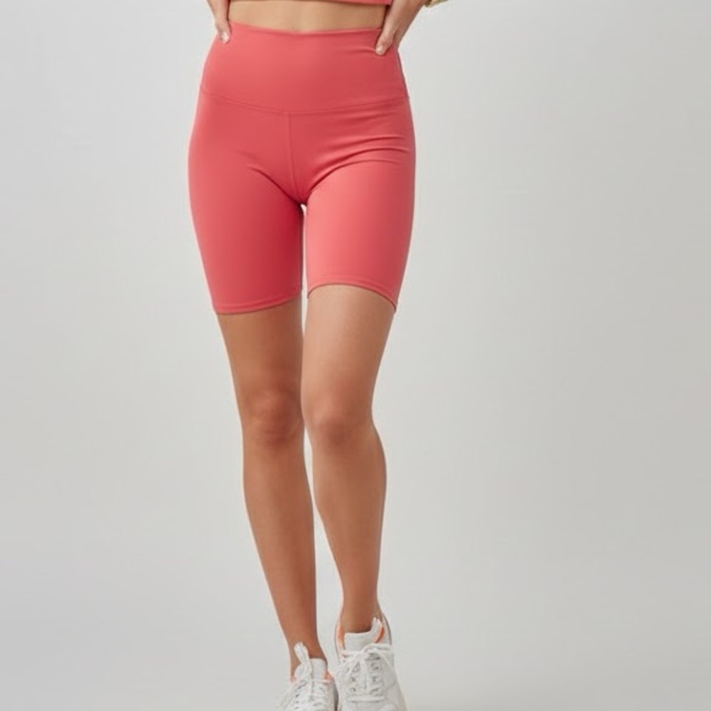 Reformation EcoMove Coral Red High Rise 7” Bike Shorts XS